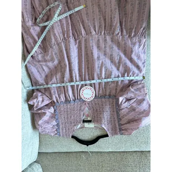 NWT Umgee - Pink Yoke Flutter Sleeve Mini Dress | Cottage Core Boho Large - Picture 7 of 8